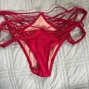 Victoria Secret Strappy Red Bikini Bottom